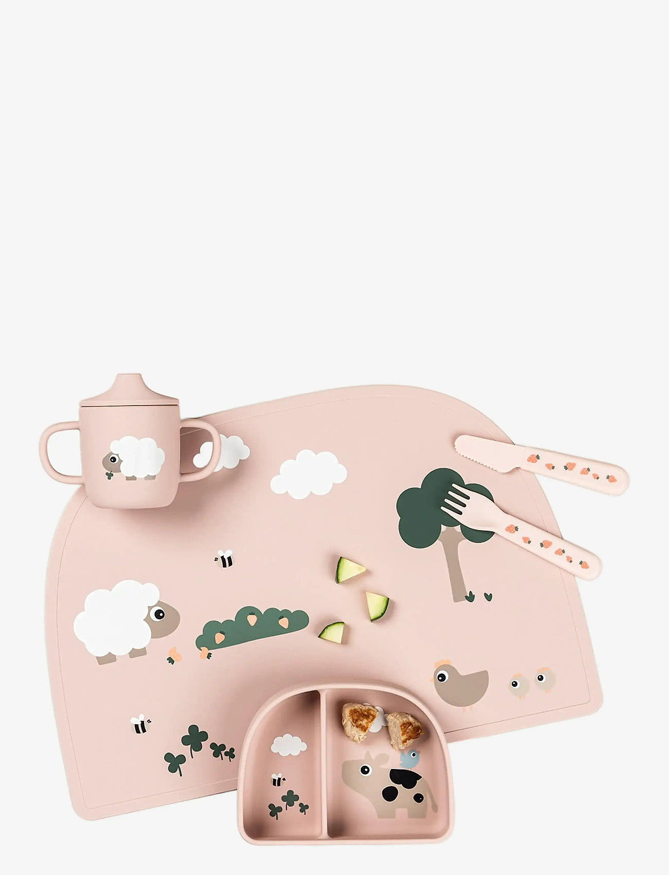 Done by Deer - Silicone placemat Tiny farm Powder - mata - powder - 4