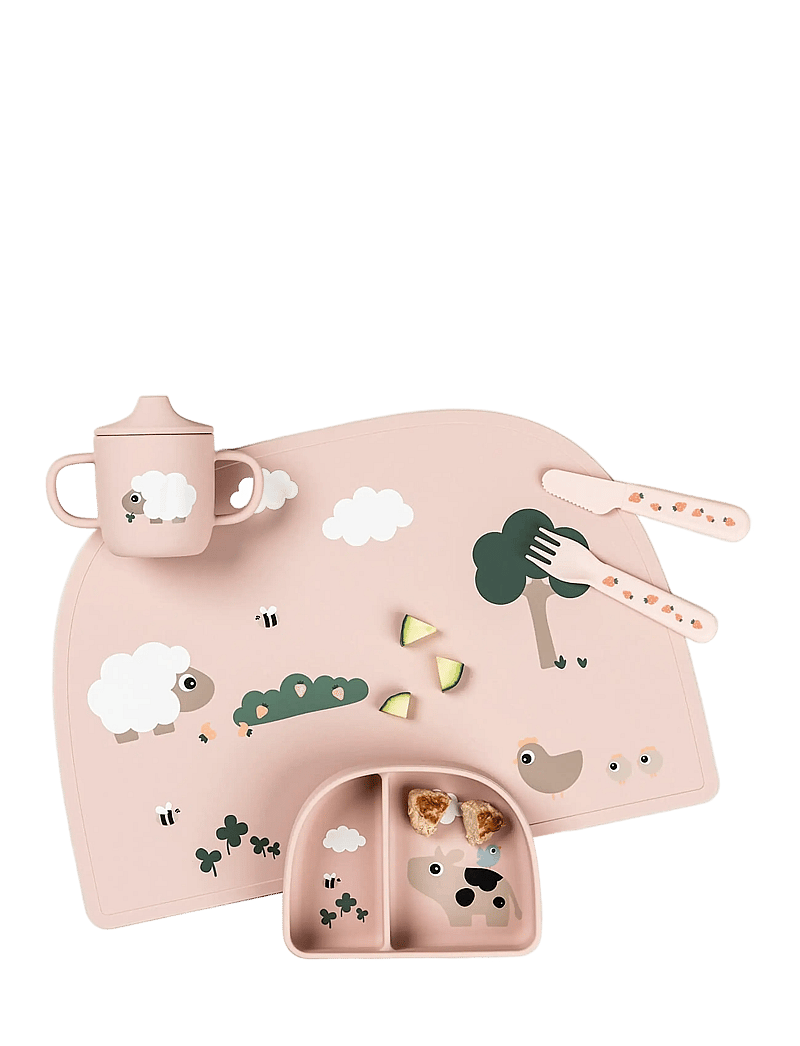 Done by Deer - Silicone placemat Tiny farm Powder - mata - powder - 4