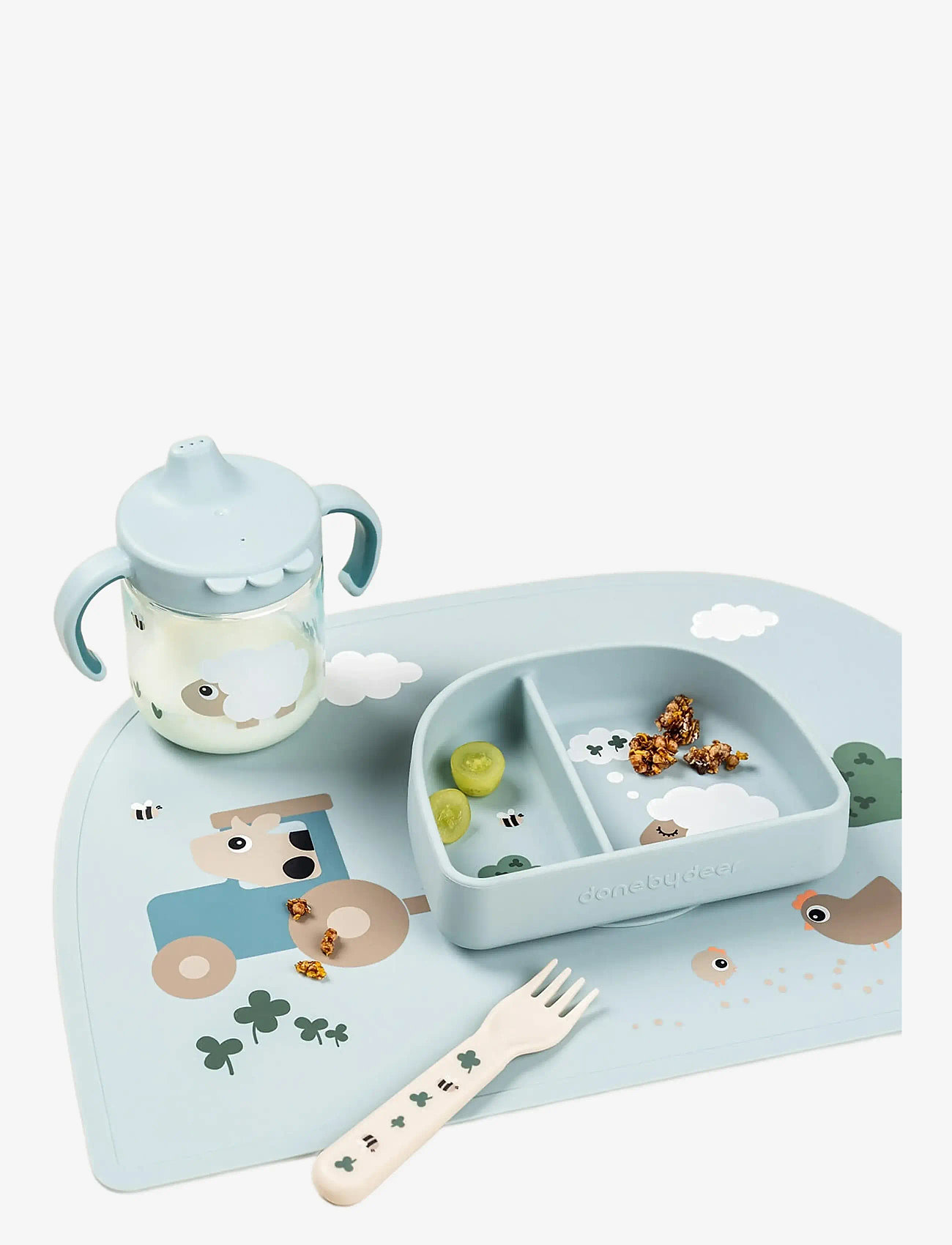 Done by Deer - Silicone placemat Tiny farm Blue - deckchen - blue - 2