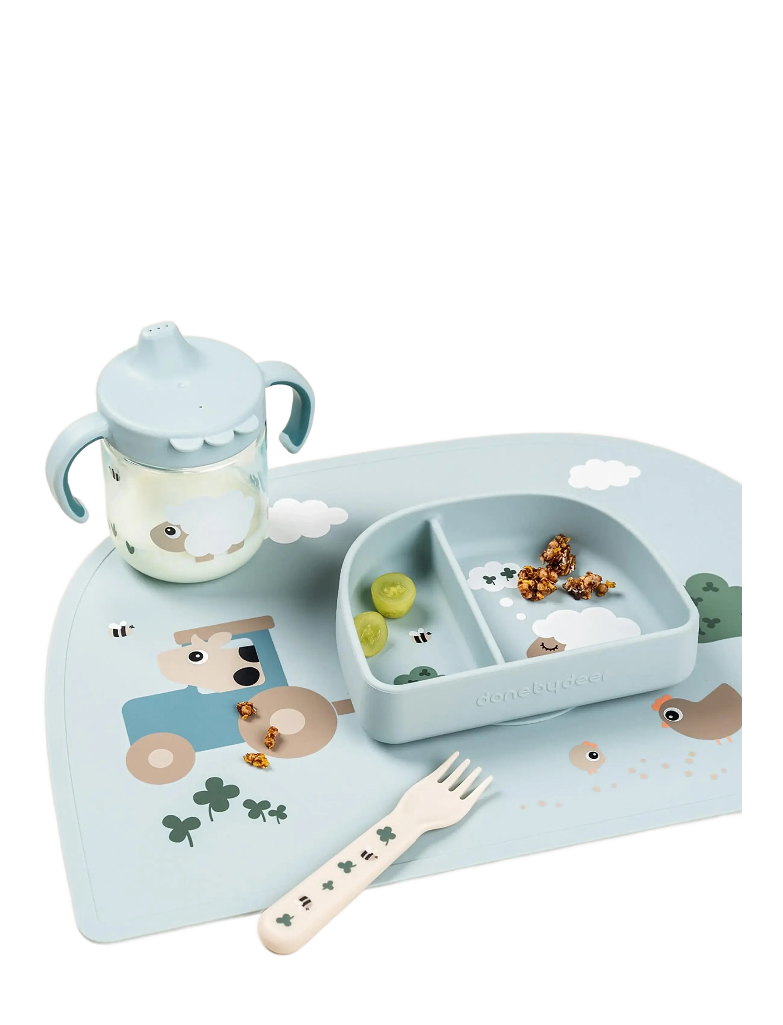 Done by Deer - Silicone placemat Tiny farm Blue - deckchen - blue - 2