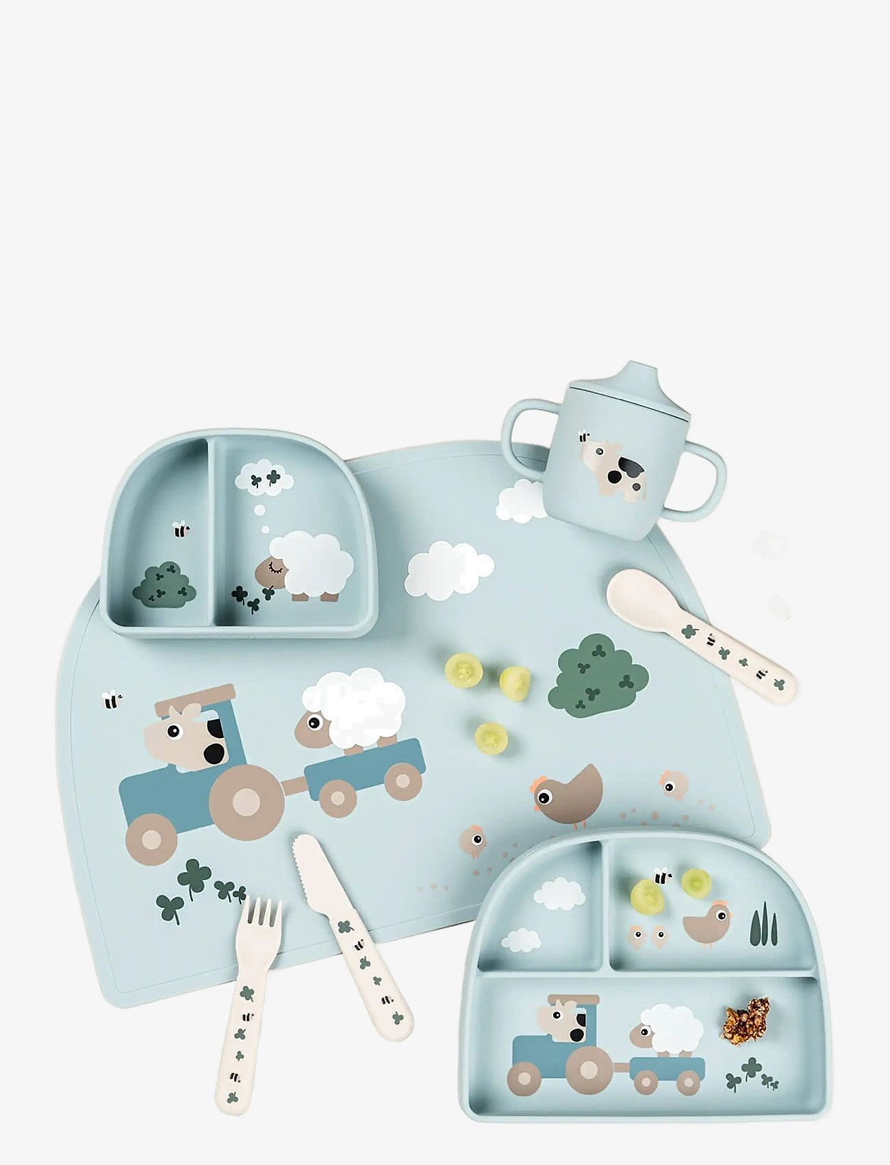 Done by Deer - Silicone placemat Tiny farm Blue - deckchen - blue - 3