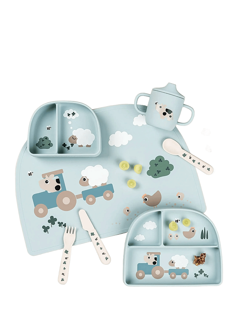 Done by Deer - Silicone placemat Tiny farm Blue - deckchen - blue - 3
