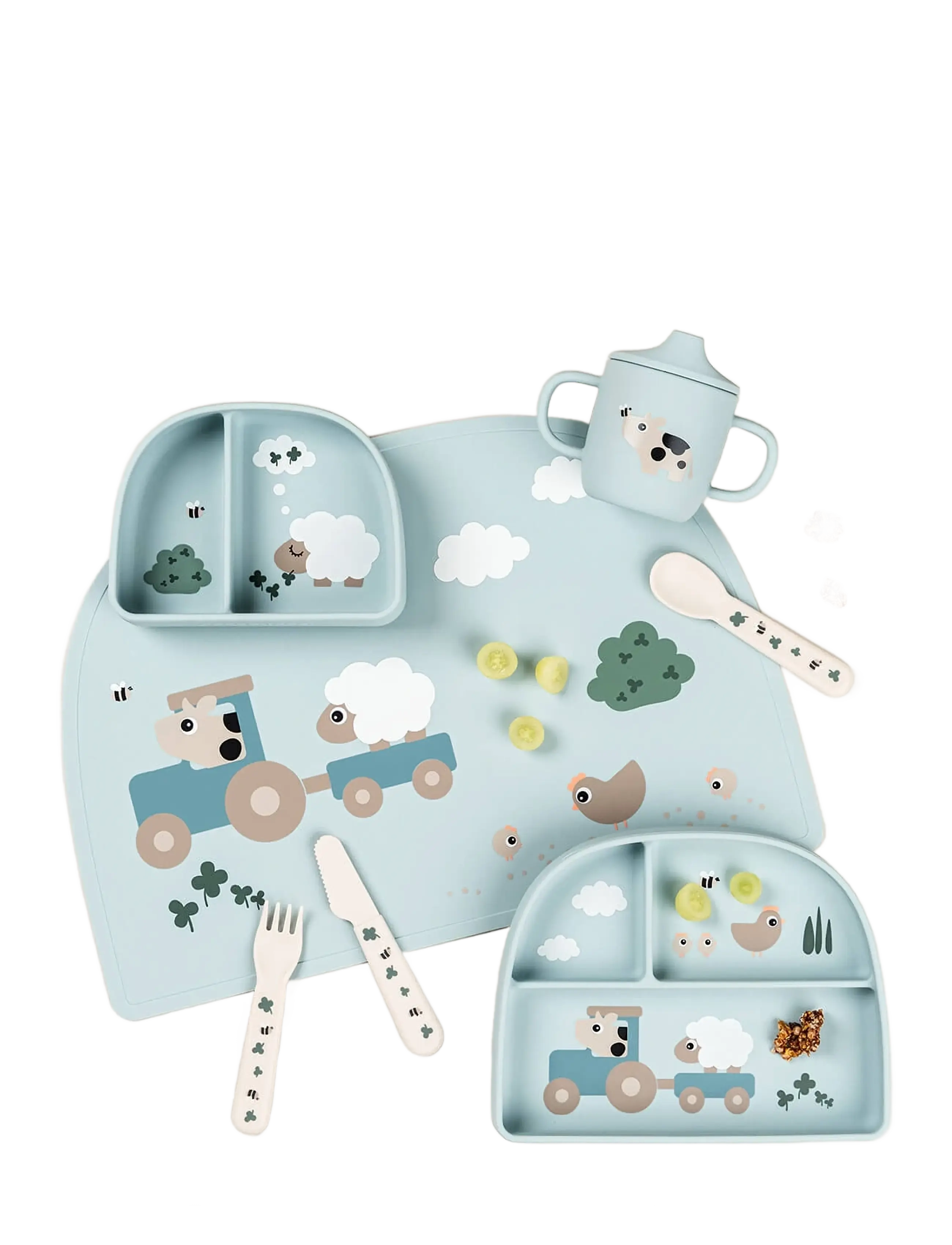 Done by Deer - Silicone placemat Tiny farm Blue - deckchen - blue - 3