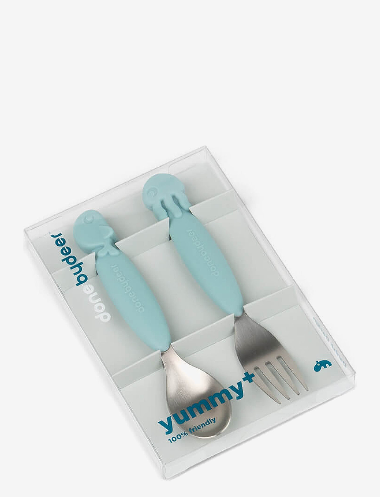 Done by Deer - Easy-grip spoon & fork set Sea friends Blue - Õhtusöögikomplektid - blue - 1