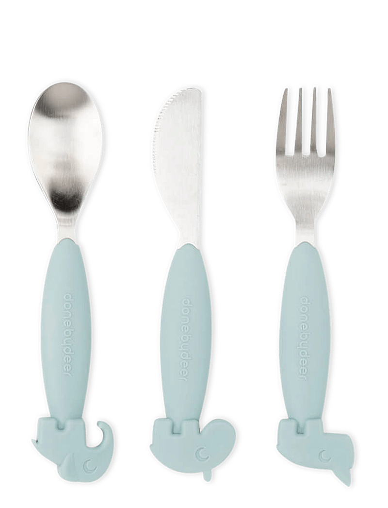 Done by Deer - Easy-grip cutlery set Deer friends Blue - essgeschirr - blue - 1