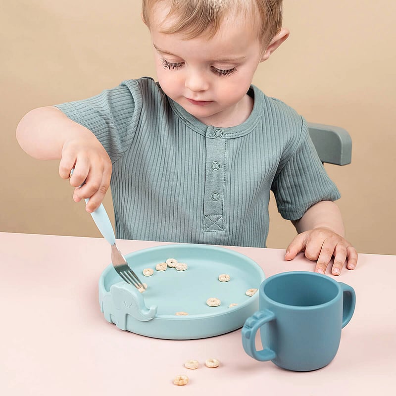 Done by Deer - Easy-grip cutlery set Deer friends Blue - essgeschirr - blue - 0