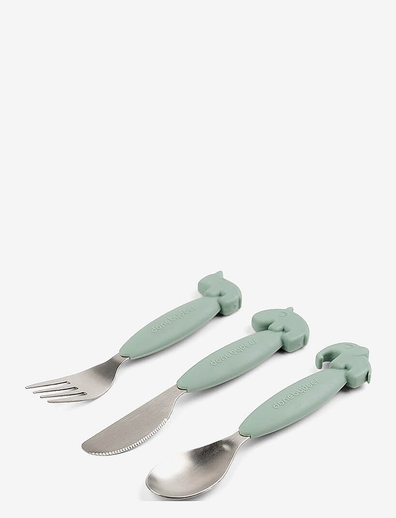 Done by Deer - Easy-grip cutlery set Deer friends Green - Õhtusöögikomplektid - green - 2
