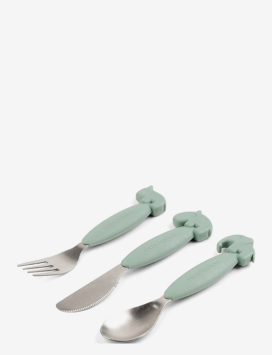 Done by Deer - Easy-grip cutlery set Deer friends Green - essgeschirr - green - 2