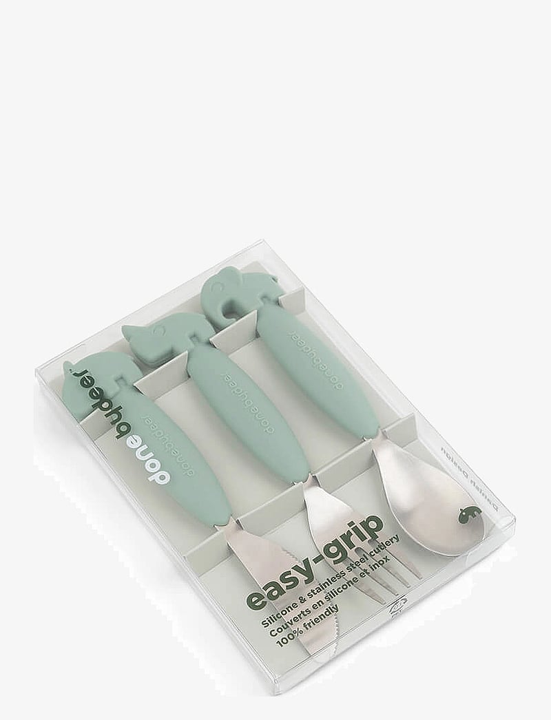 Done by Deer - Easy-grip cutlery set Deer friends Green - Õhtusöögikomplektid - green - 3