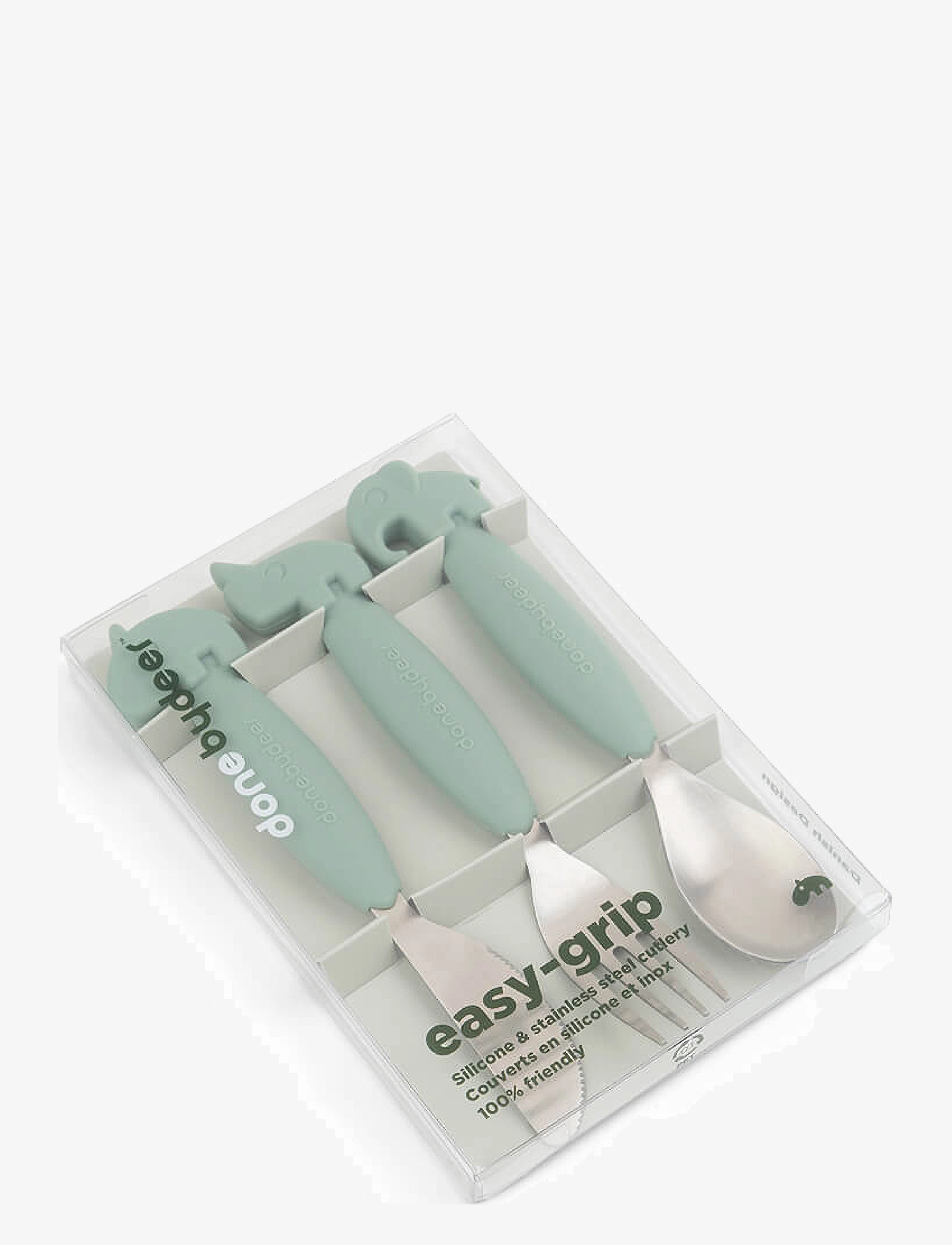 Done by Deer - Easy-grip cutlery set Deer friends Green - serveringsset - green - 3