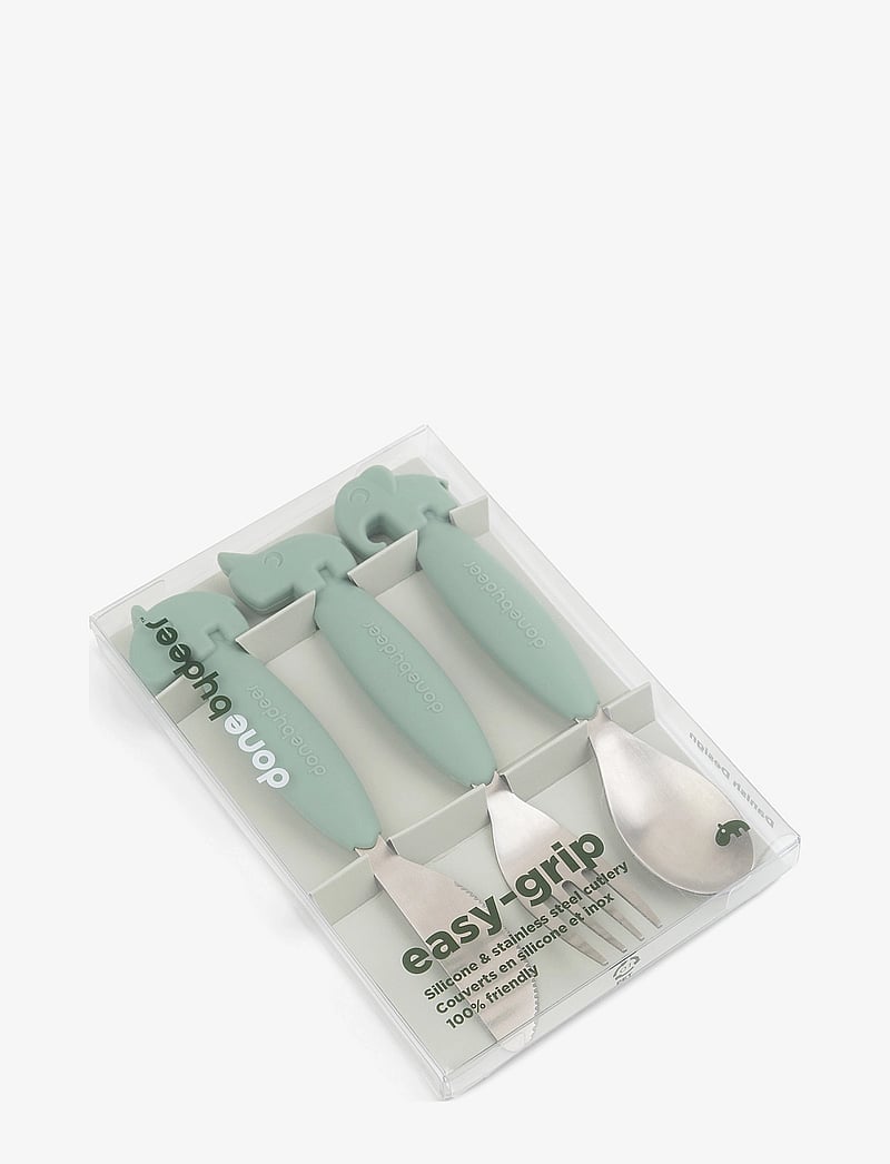 Done by Deer - Easy-grip cutlery set Deer friends Green - Õhtusöögikomplektid - green - 4