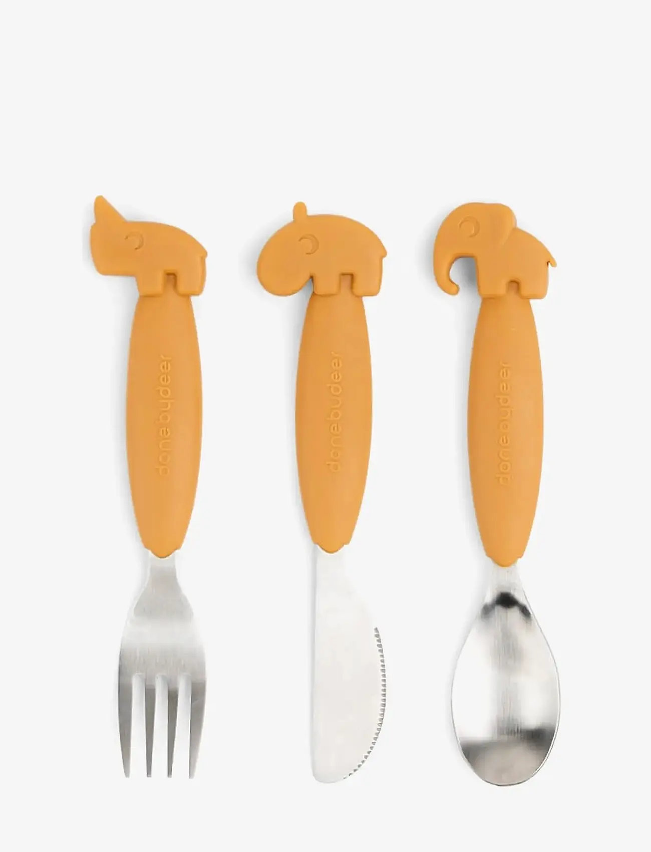 Done by Deer - Easy-grip bestiksæt Deer friends Mustard - bestik - mustard - 1