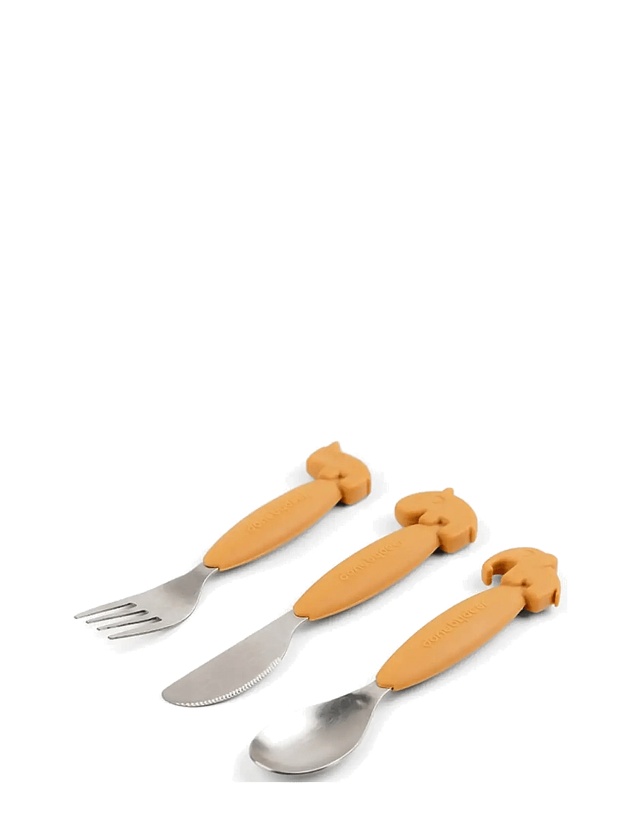 Done by Deer - Easy-grip cutlery set Deer friends Mustard - besteck - mustard - 2