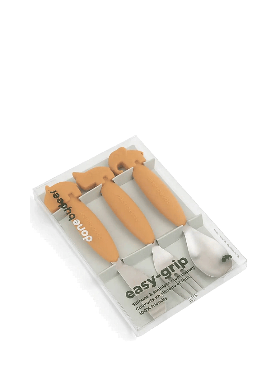 Done by Deer - Easy-grip cutlery set Deer friends Mustard - besteck - mustard - 3