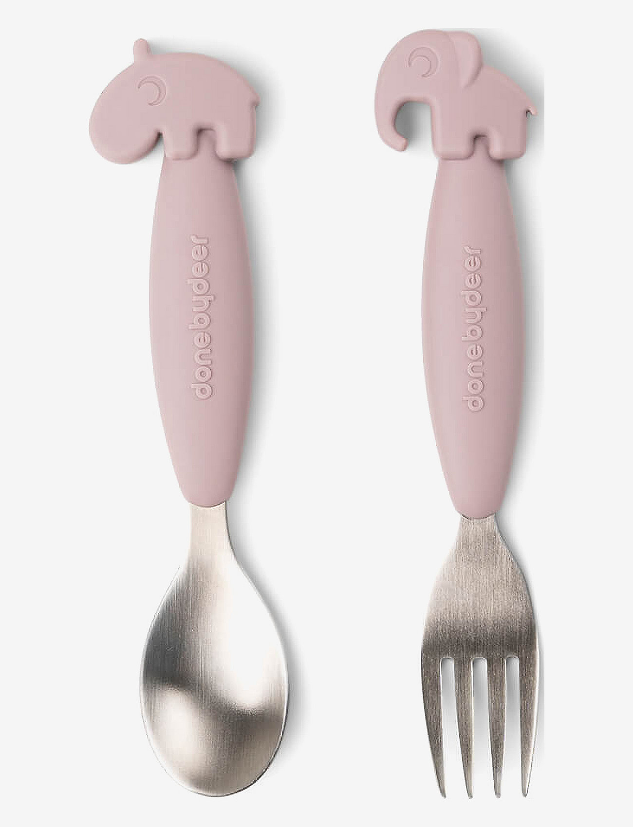 Done by Deer - Easy-grip spoon and fork set Deer friends Powder - serveringsset - powder - 0