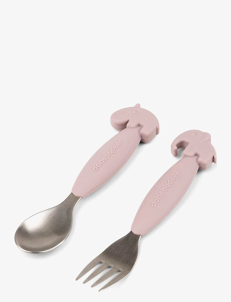 Done by Deer - Easy-grip spoon and fork set Deer friends Powder - essgeschirr - powder - 1
