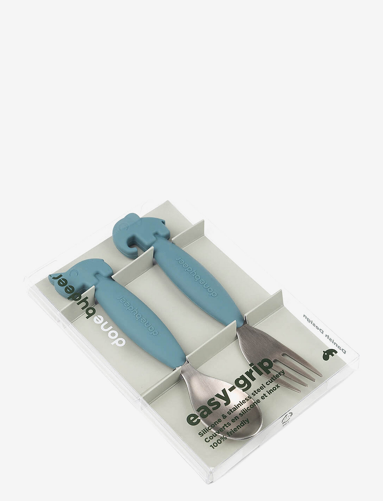 Done by Deer - Easy-grip spoon and fork set Deer friends Blue - serveringssæt - blue - 2