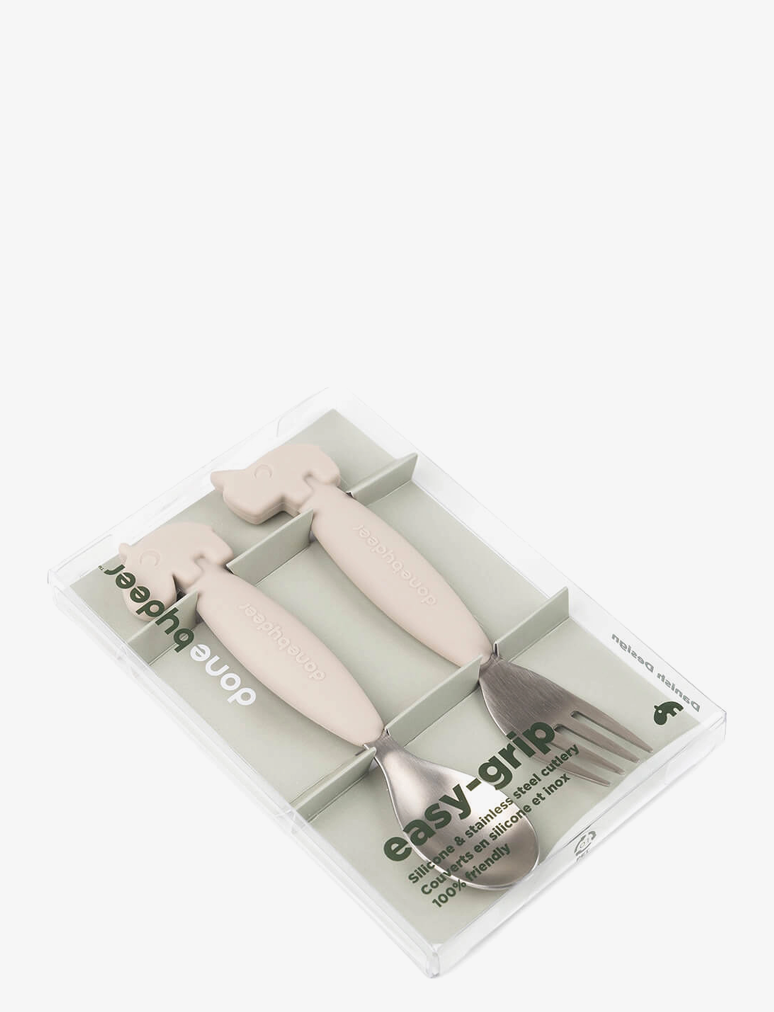 Done by Deer - Easy-grip spoon and fork set Deer friends Sand - zestawy obiadowe - sand - 2