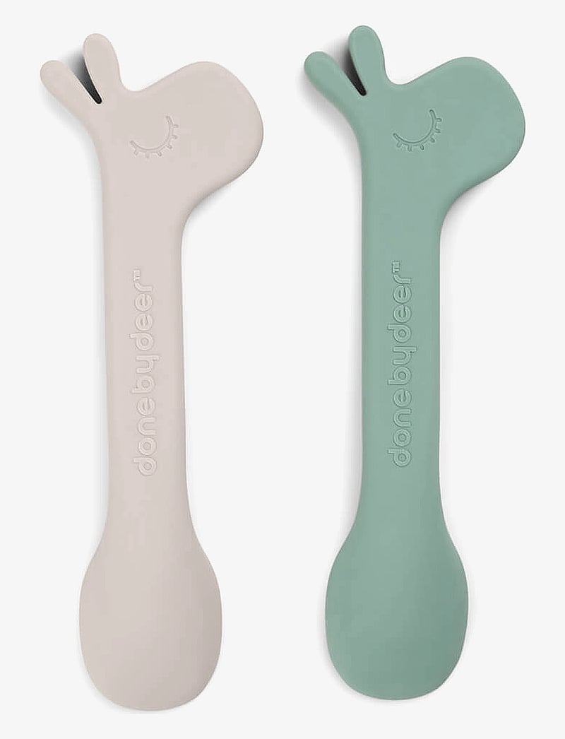 Done by Deer - Silicone spoon 2-pack Lalee Green - serveringssæt - green - 2