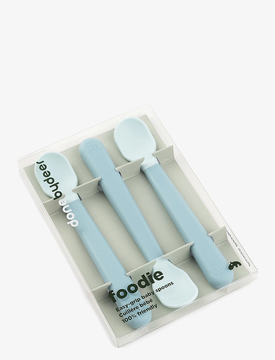 Done by Deer - Foodie easy-grip baby spoon 3-pack Blue - serveringsset - blue - 2