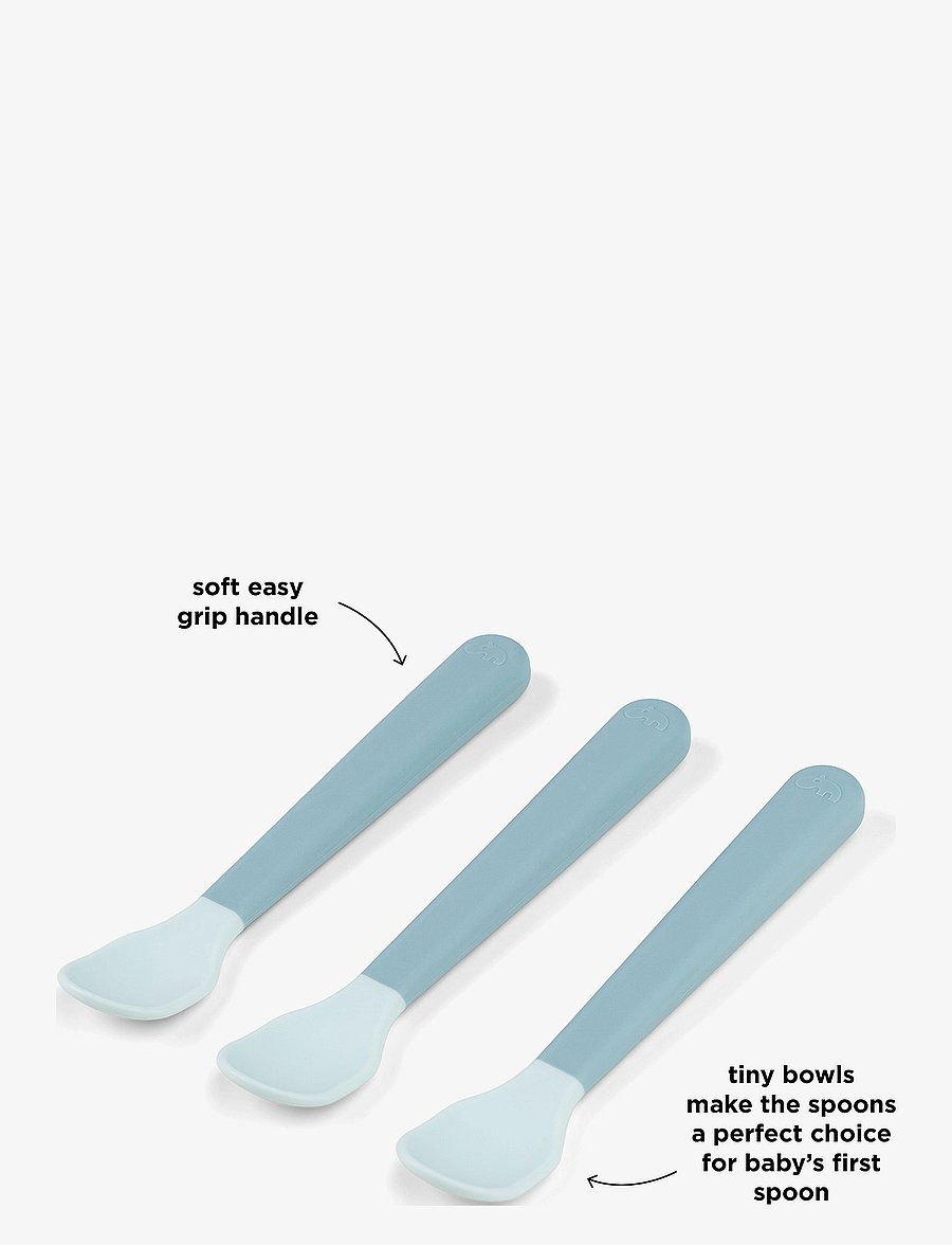 Done by Deer - Foodie easy-grip baby spoon 3-pack Blue - serveringsset - blue - 3