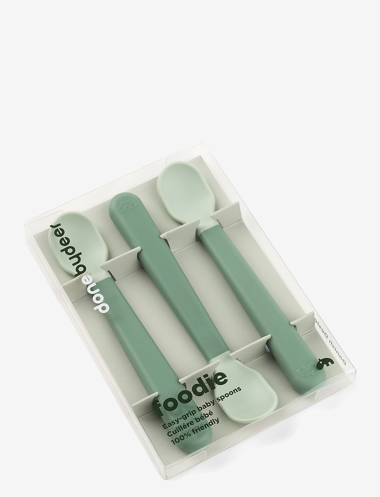 Done by Deer - Foodie easy-grip baby spoon 3-pack Green - serveringssæt - green - 2