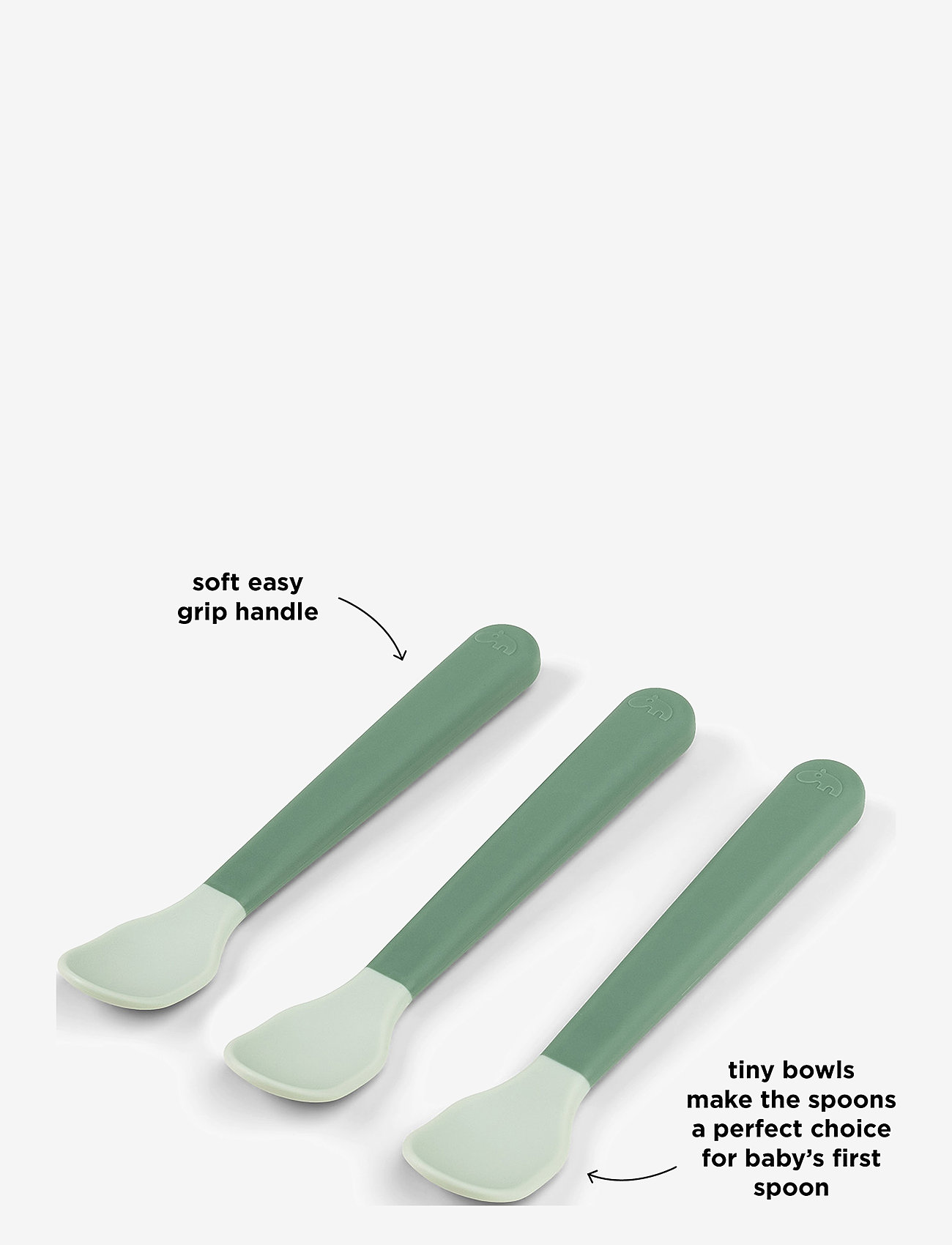 Done by Deer - Foodie easy-grip baby spoon 3-pack Green - serveringssæt - green - 3