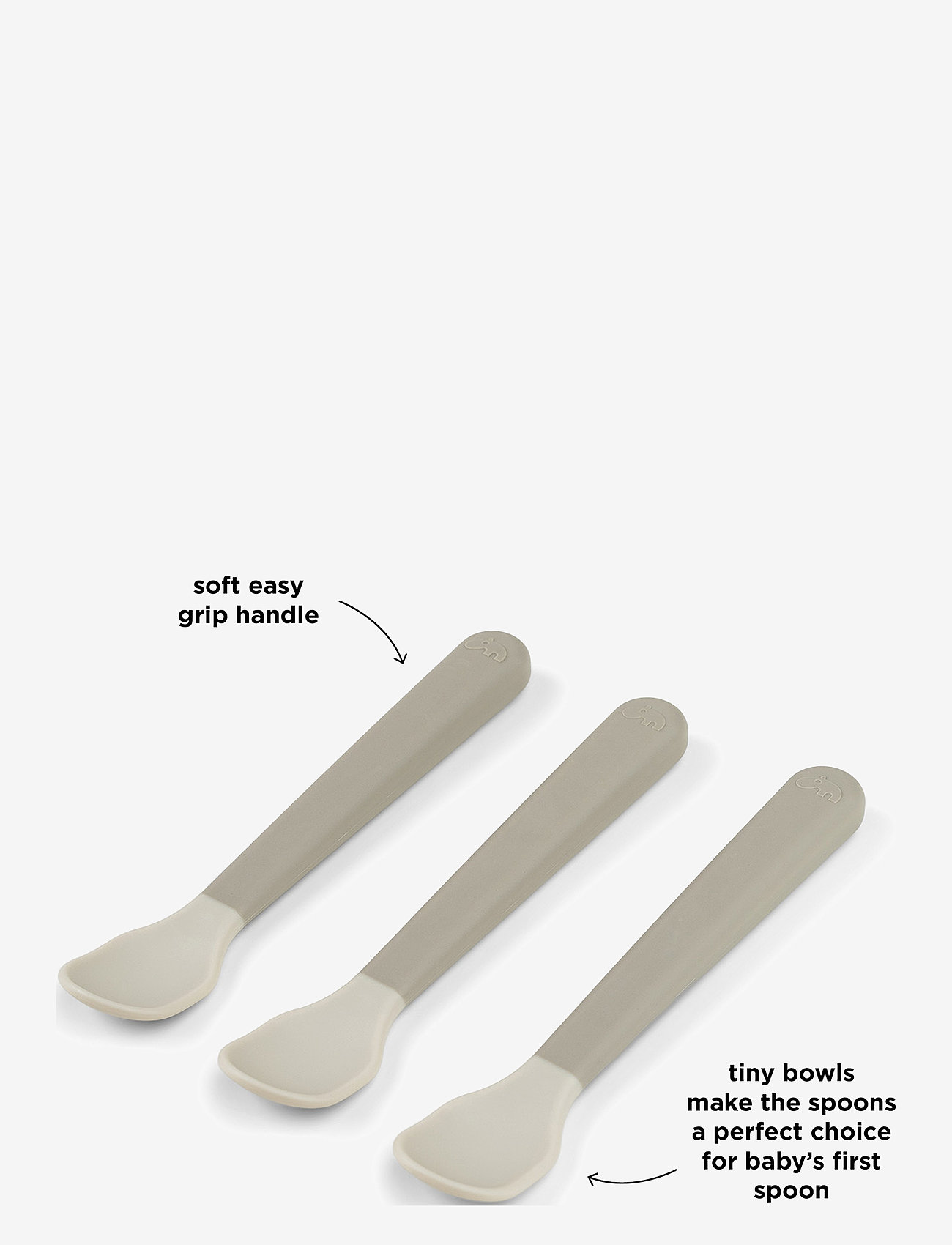 Done by Deer - Foodie easy-grip baby spoon 3-pack Sand - astiasetit - sand - 3