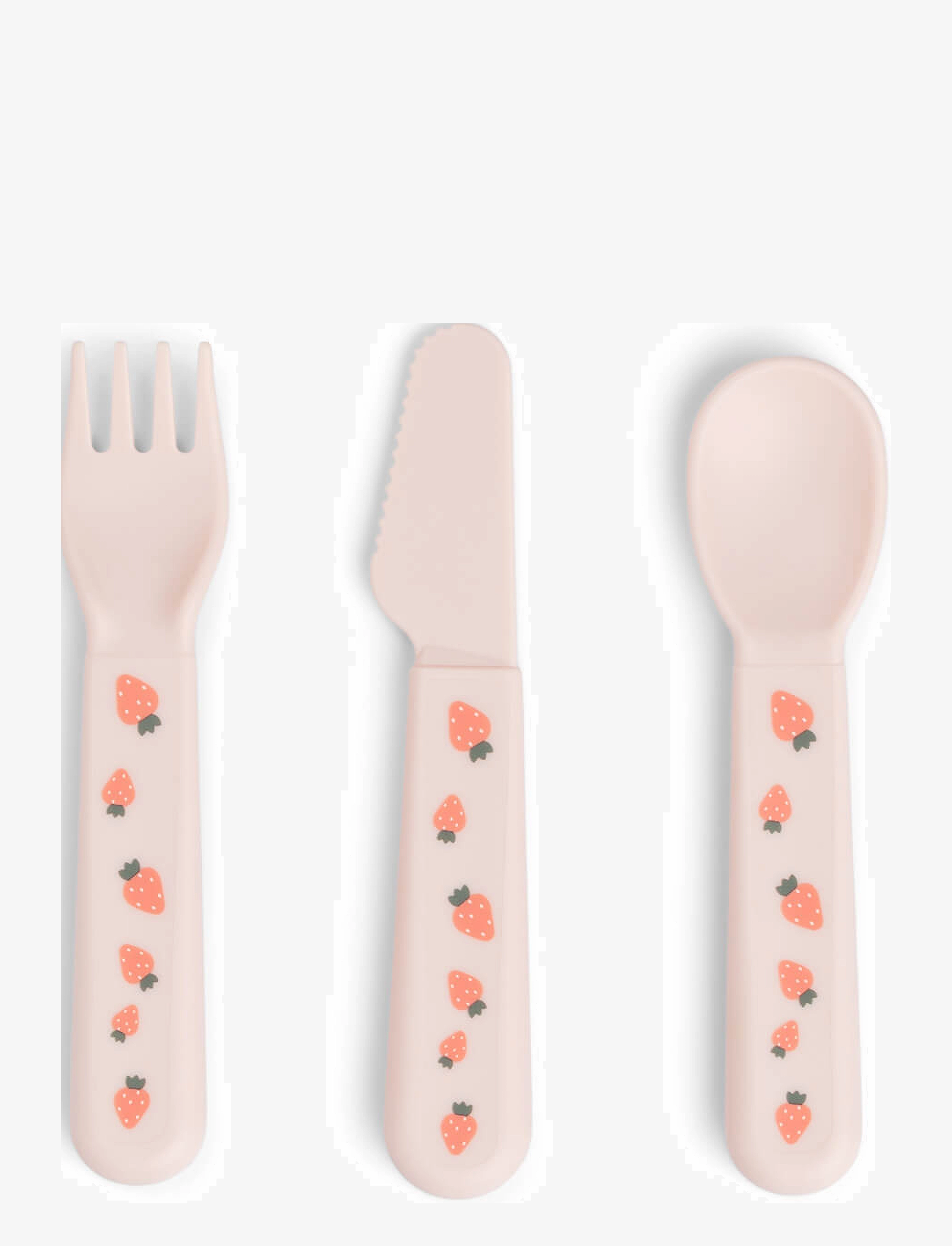 Done by Deer Foodie Cutlery Set Tiny Farm Powder, 12X 2X 1 cm, Baby Feeding, Rosa - Dinner Sets, Kinder