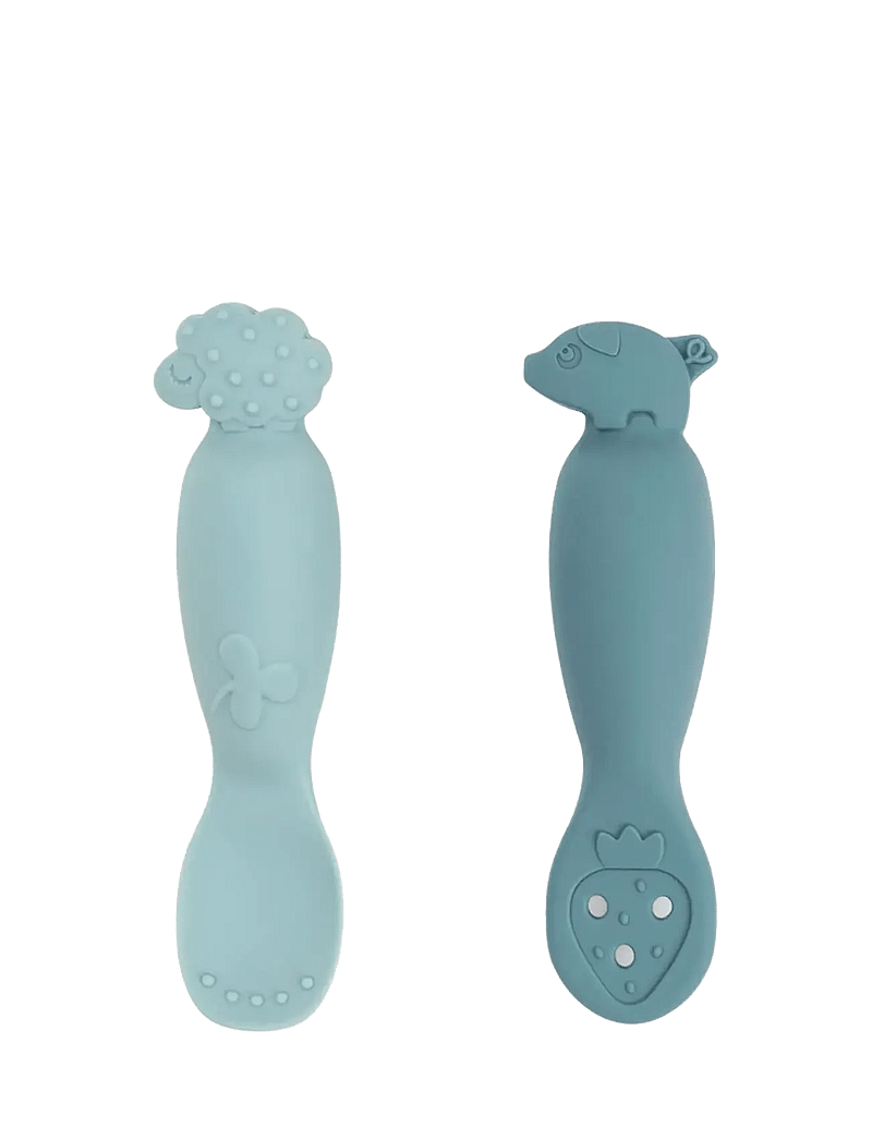 Done by Deer - Learning spoon set Tiny farm Blue - söögiriistad - blue - 1