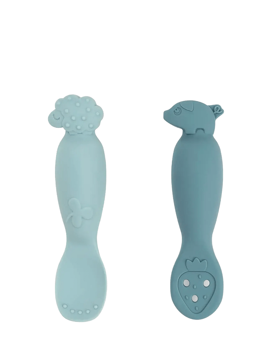 Done by Deer - Learning spoon set Tiny farm Blue - bestek - blue - 1