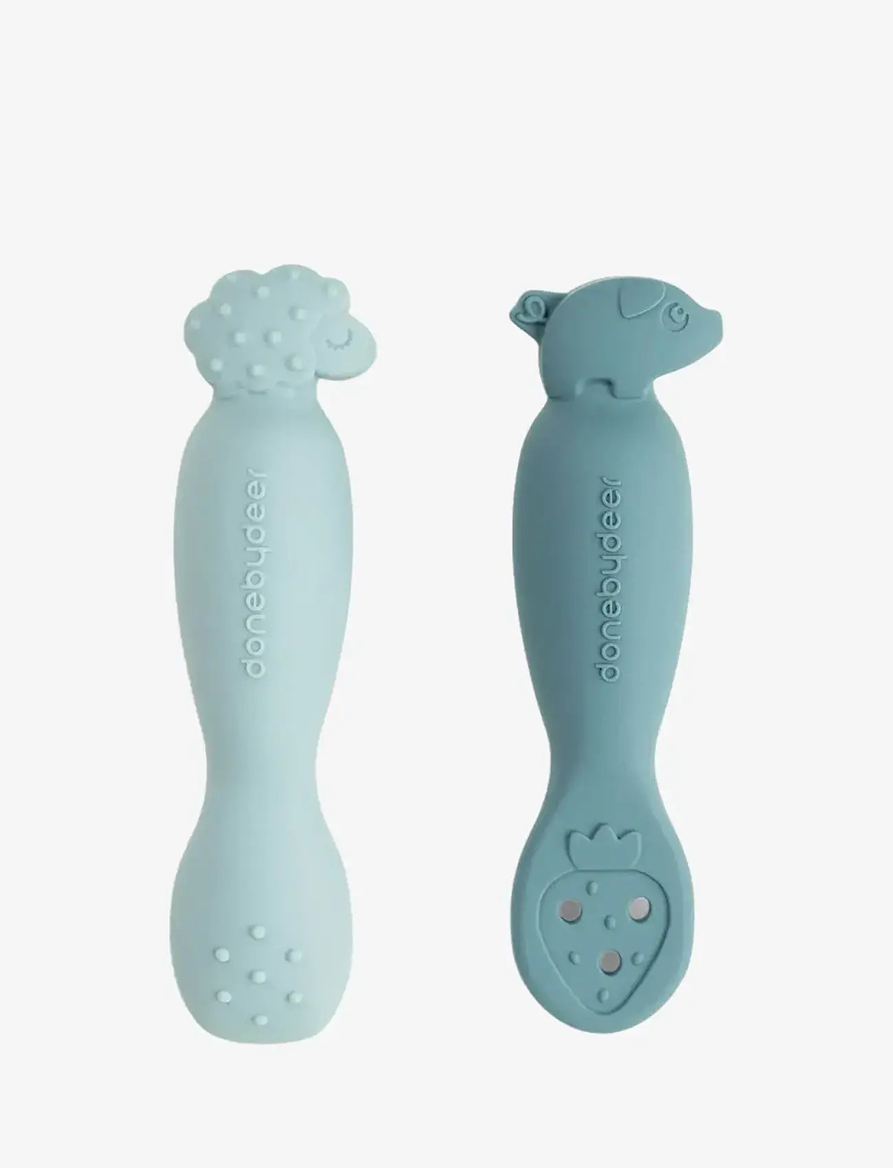 Done by Deer - Learning spoon set Tiny farm Blue - bestik - blue - 2