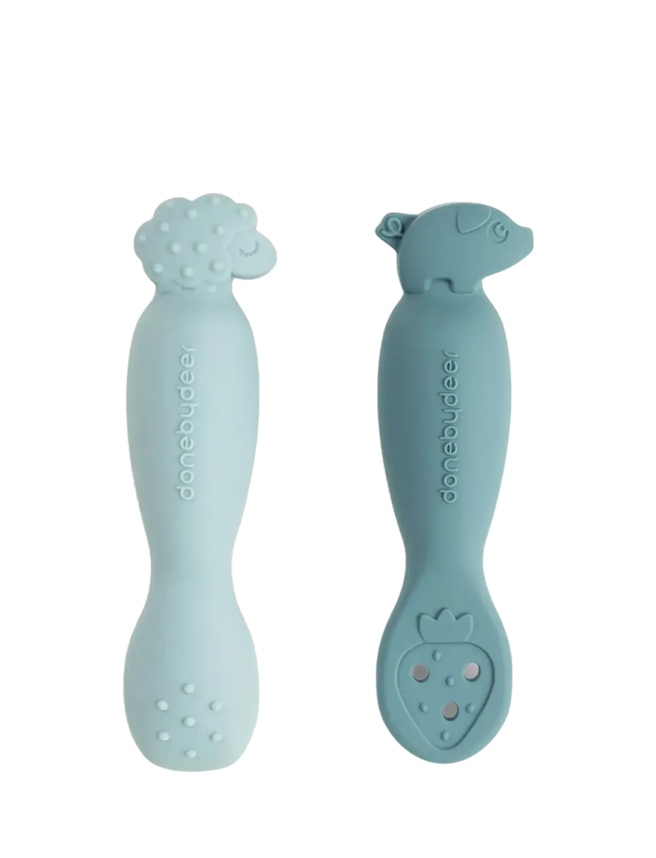 Done by Deer - Learning spoon set Tiny farm Blue - cutlery - blue - 2