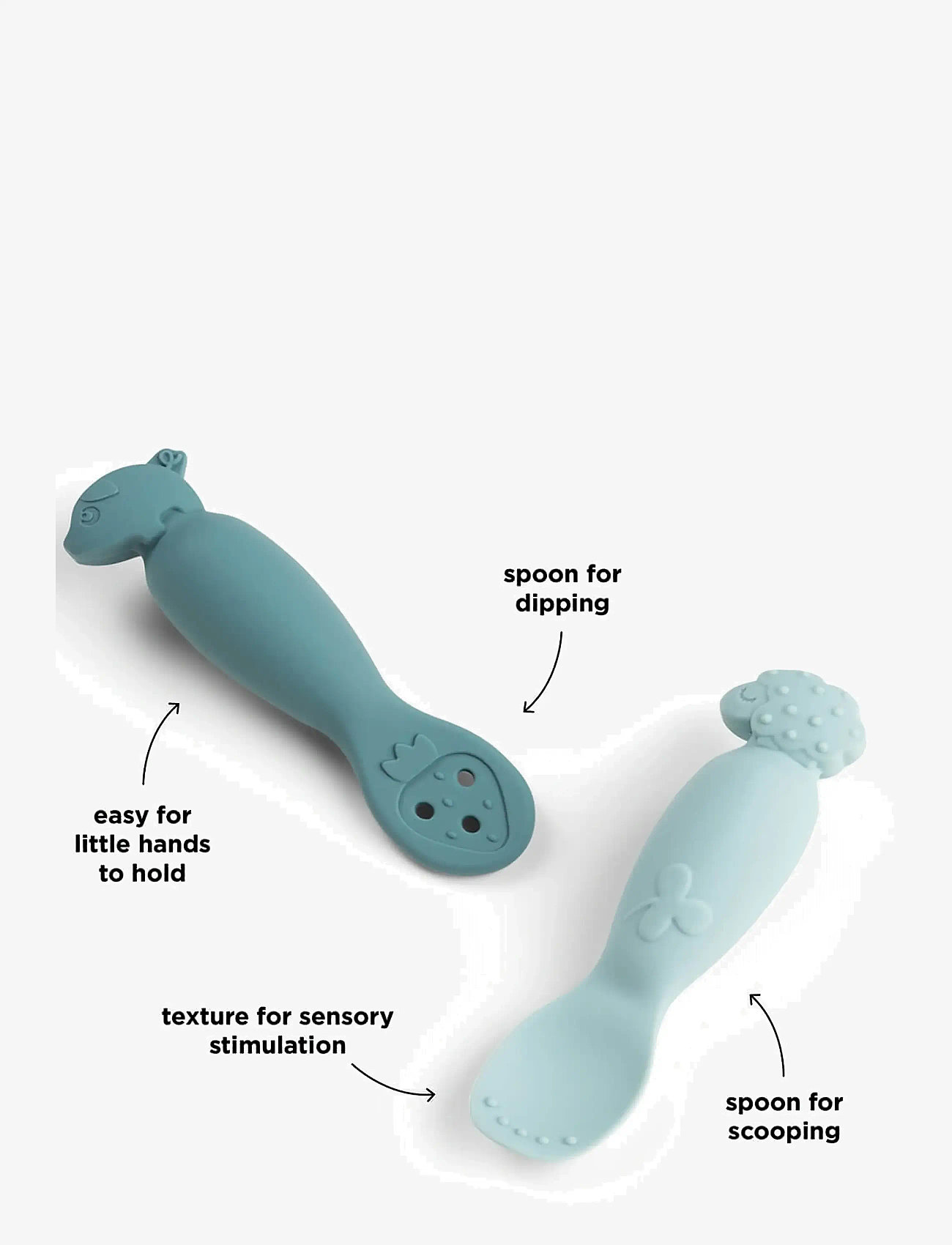 Done by Deer - Learning spoon set Tiny farm Blue - bestik - blue - 3