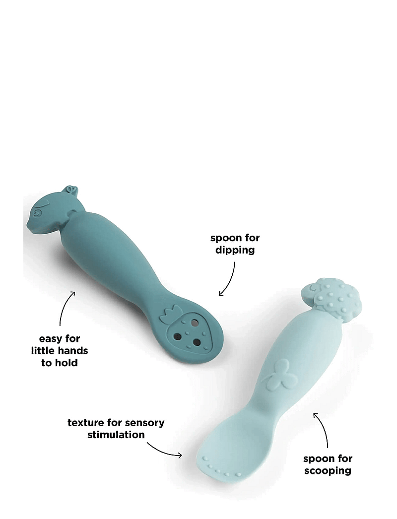 Done by Deer - Learning spoon set Tiny farm Blue - söögiriistad - blue - 3