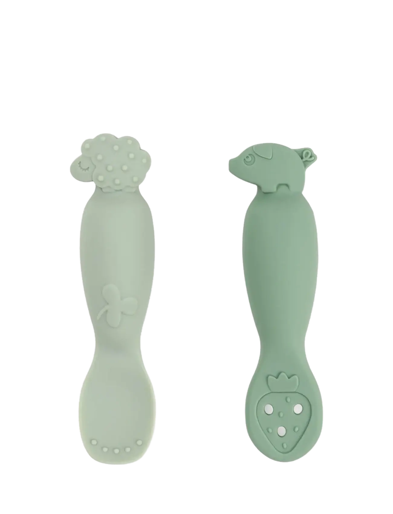Done by Deer Learning Spoon Set Tiny Farm Green, Cutlery, Grøn, Str: 10X 2.7X 2.5CM