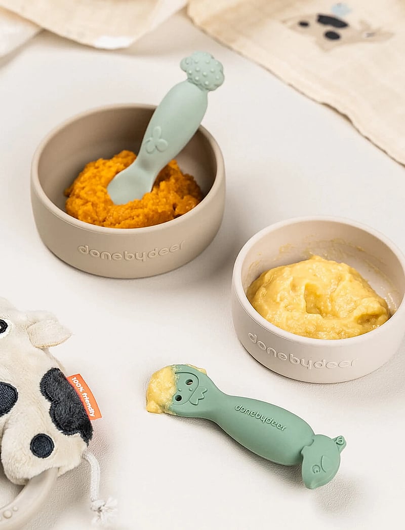 Done by Deer - Learning spoon set Tiny farm Green - bestick - green - 0