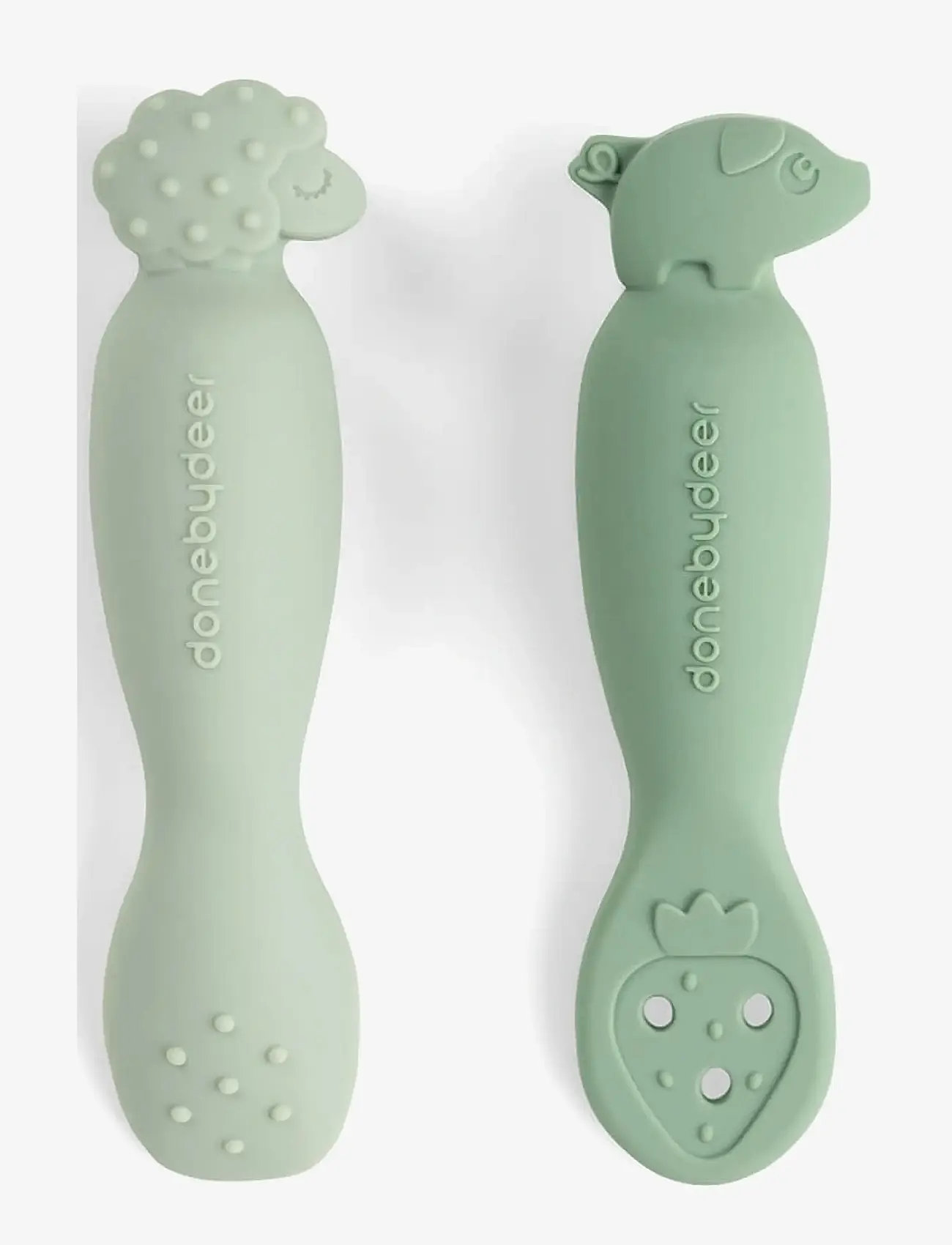 Done by Deer - Learning spoon set Tiny farm Green - bestick - green - 2