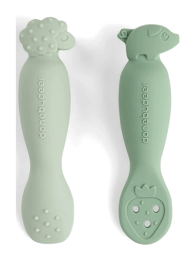 Done by Deer - Learning spoon set Tiny farm Green - bestick - green - 2