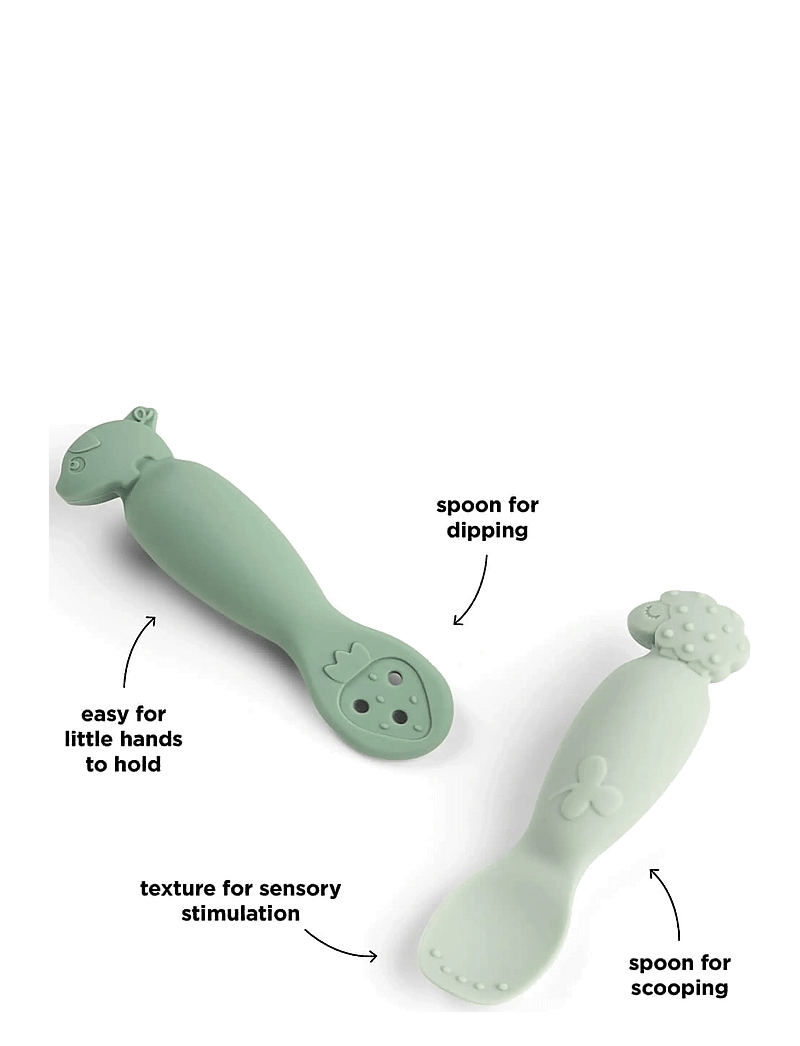 Done by Deer - Learning spoon set Tiny farm Green - bestick - green - 3