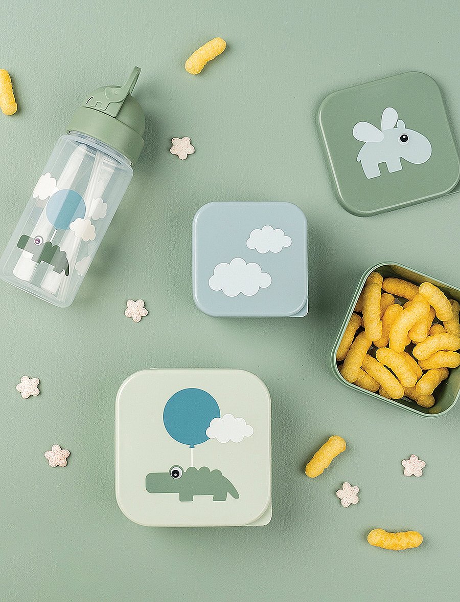 Done by Deer - Snack box set 3 pcs Happy clouds Green - matlådor - green - 3