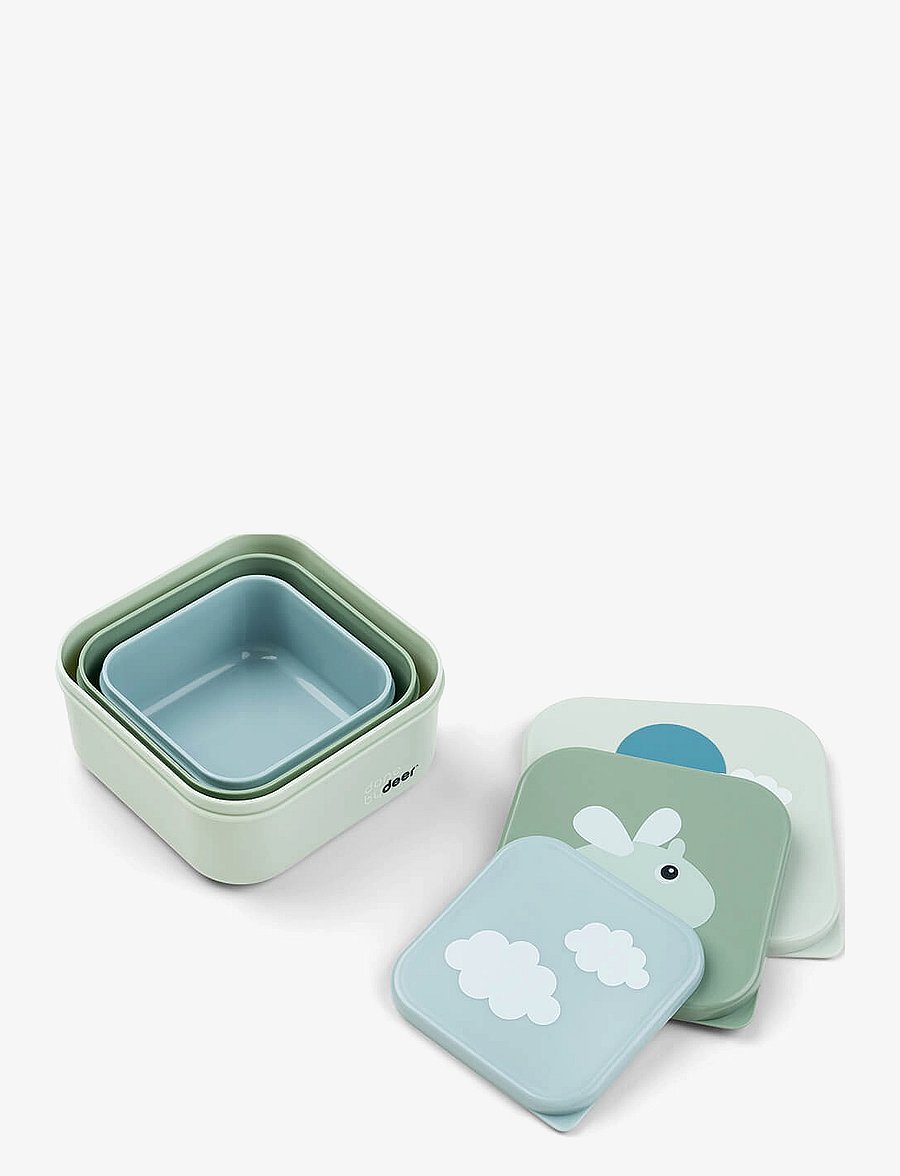 Done by Deer - Snack box set 3 pcs Happy clouds Green - matlådor - green - 1