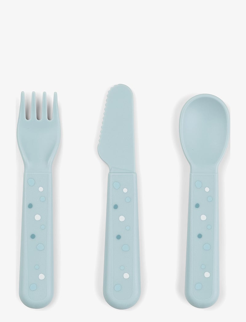 Done by Deer - Foodie cutlery set Happy dots Blue - Õhtusöögikomplektid - blue - 0