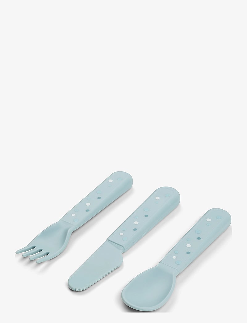 Done by Deer - Foodie cutlery set Happy dots Blue - Õhtusöögikomplektid - blue - 1