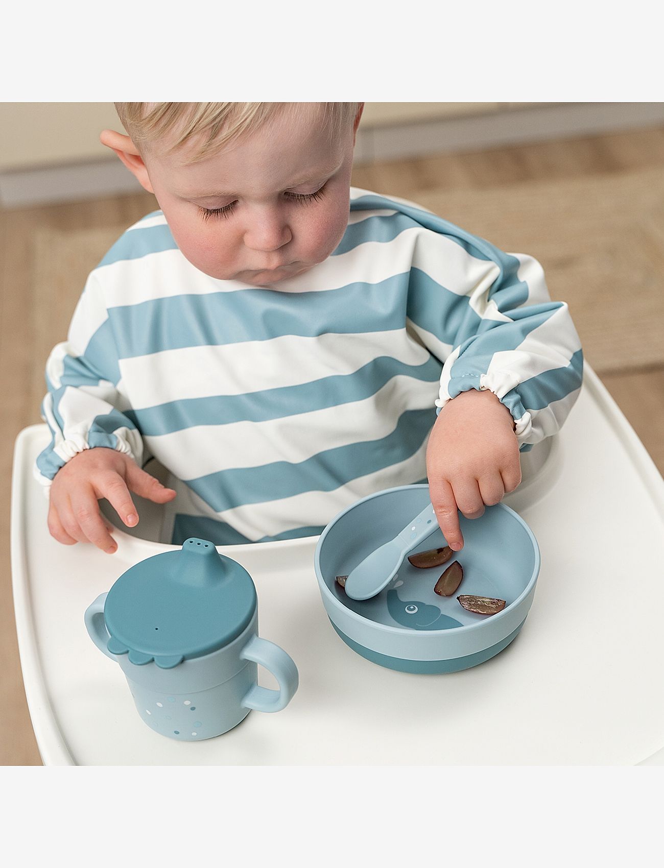 Done by Deer - Foodie cutlery set Happy dots Blue - Õhtusöögikomplektid - blue - 4
