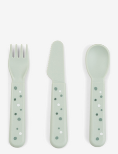 Foodie cutlery set Happy dots Green, Done by Deer