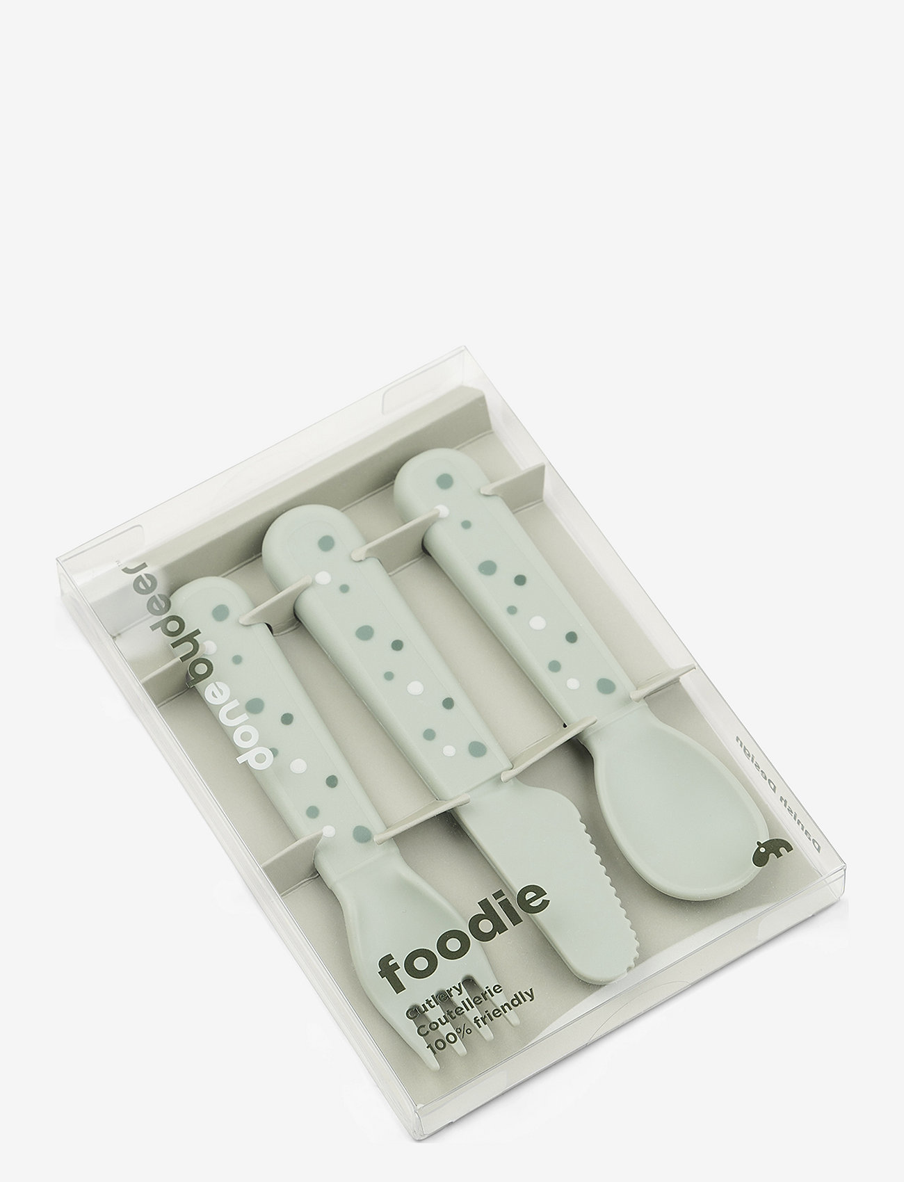 Done by Deer - Foodie cutlery set Happy dots - serveringssæt - green - 2