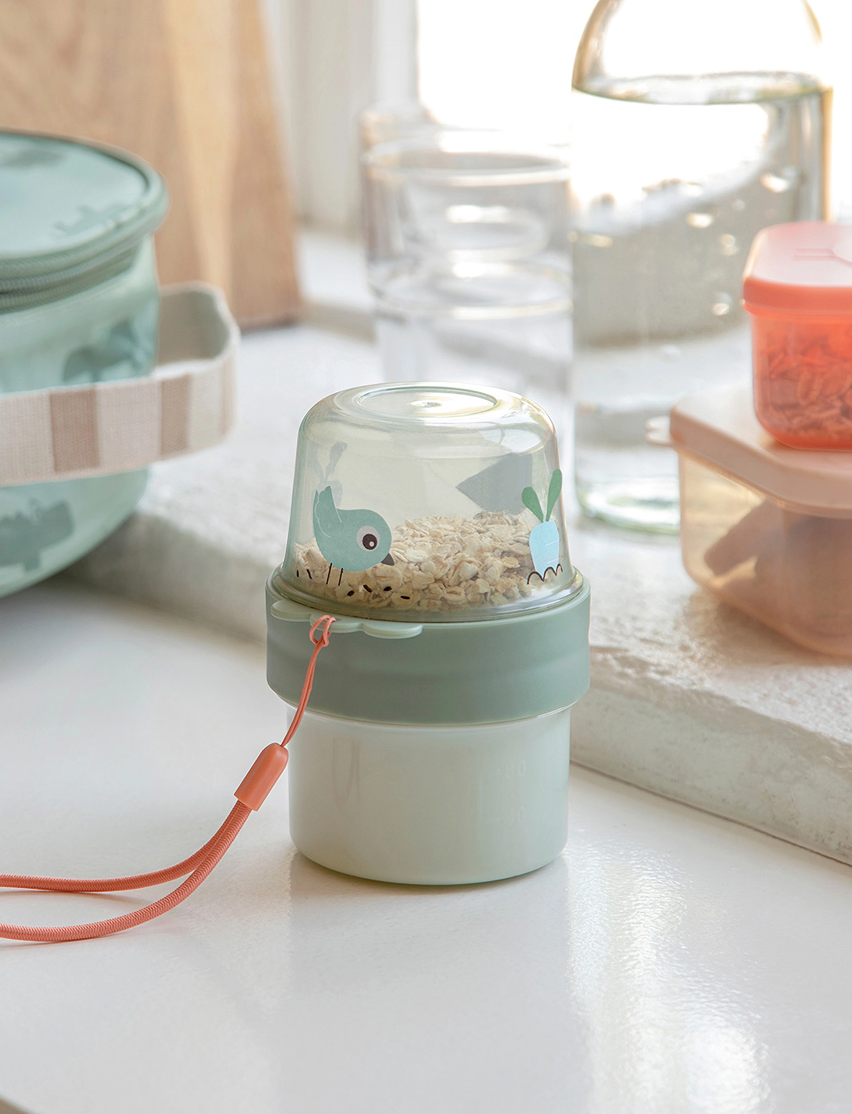 Done by Deer - To go 2-way snackbøtte S Birdee Grøn - opbevaringsbøtter til babymad - green - 4
