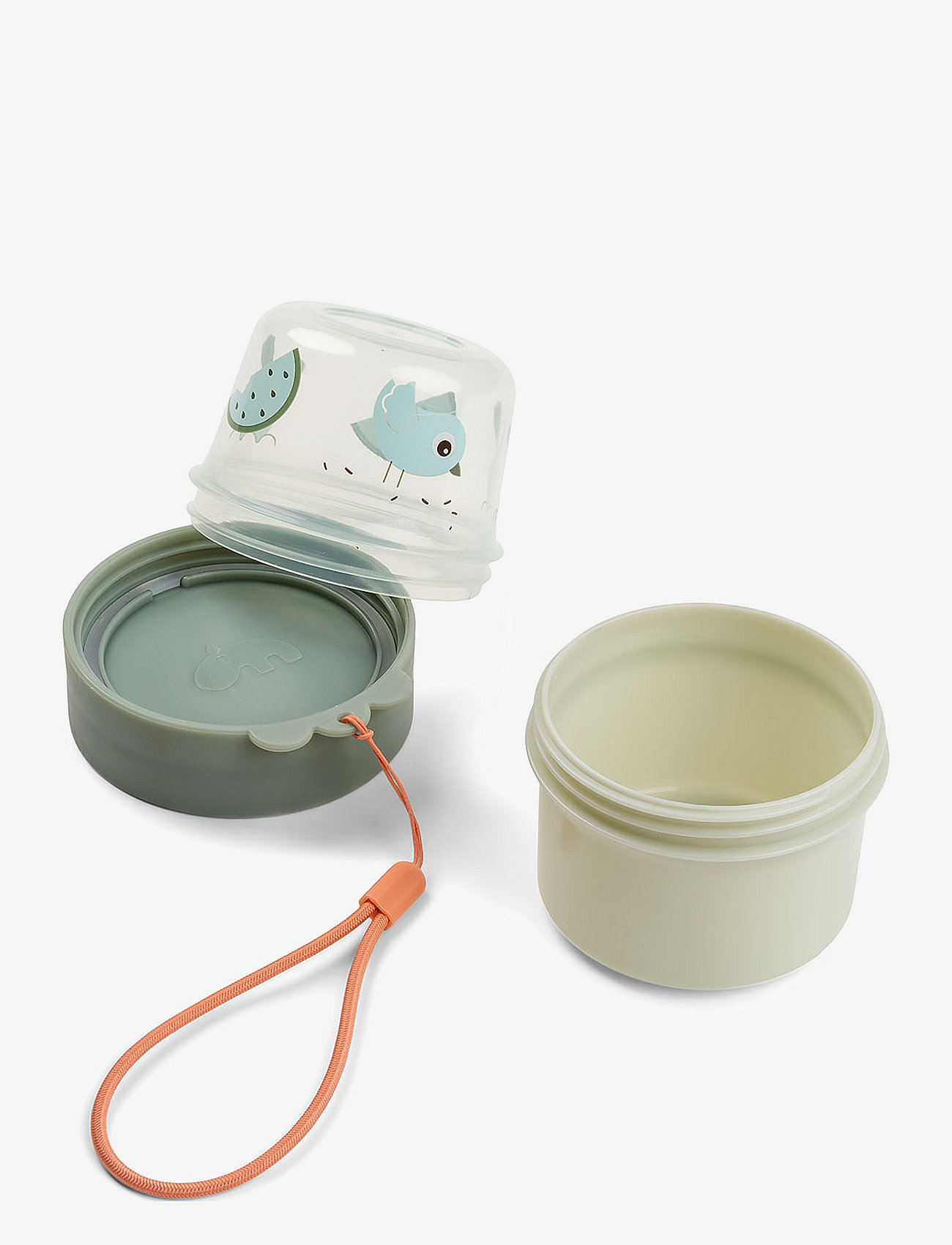 Done by Deer - To go 2-way snack container S Birdee Green - pojemniki na żywność dla niemowląt - green - 1
