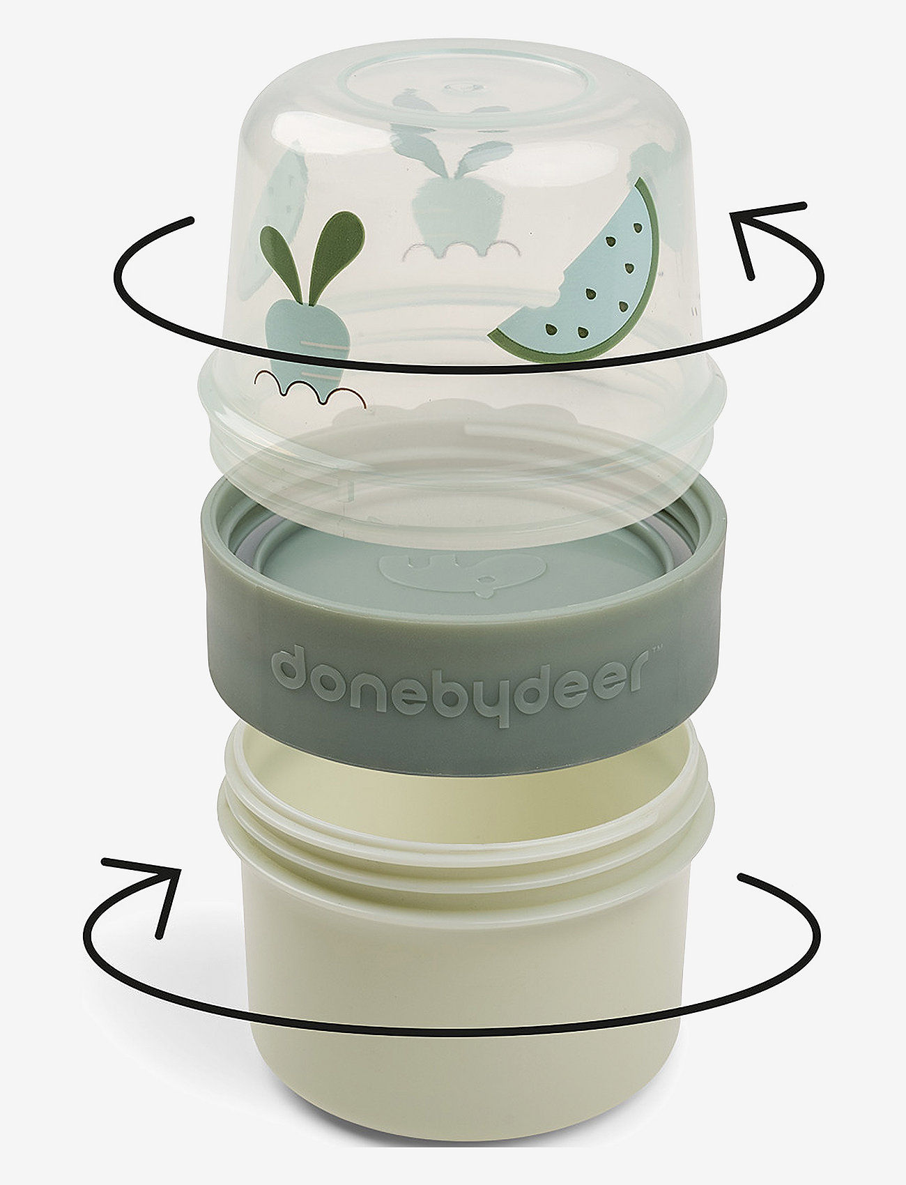Done by Deer - To go 2-way snack container S Birdee Green - pojemniki na żywność dla niemowląt - green - 3